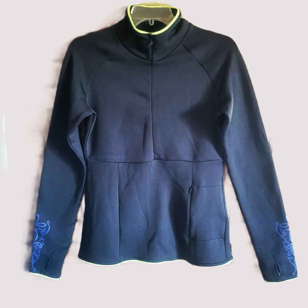 Athleta Women's Black/Lime/Purple 1/4 Zip Fitted Fleece Pullover - Size M - Picture 8 of 11